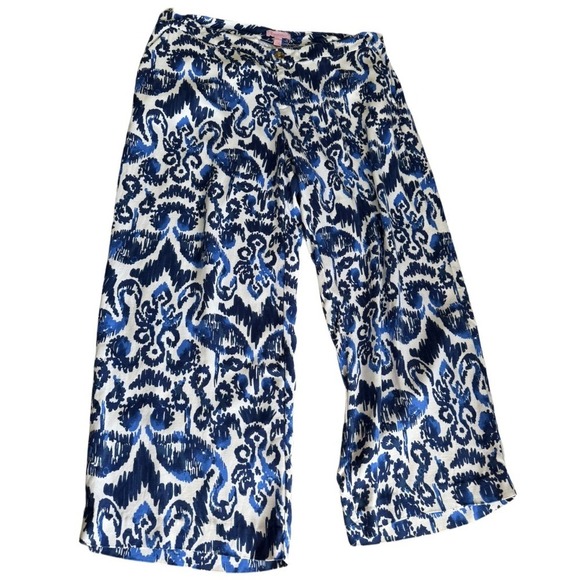 Lilly Pulitzer Lela Flamingo Cropped Resort Pants Blue Size 12 - Picture 2 of 9
